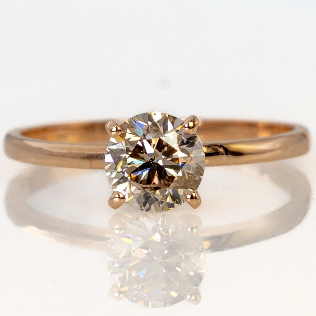 χωρίς τιμή ασφαλείας - Δαχτυλίδι - 14 καράτια Ροζ χρυσό -  0.92ct. tw. Διαμάντι (Φυσικού χρώματος) - GWLab #3.2