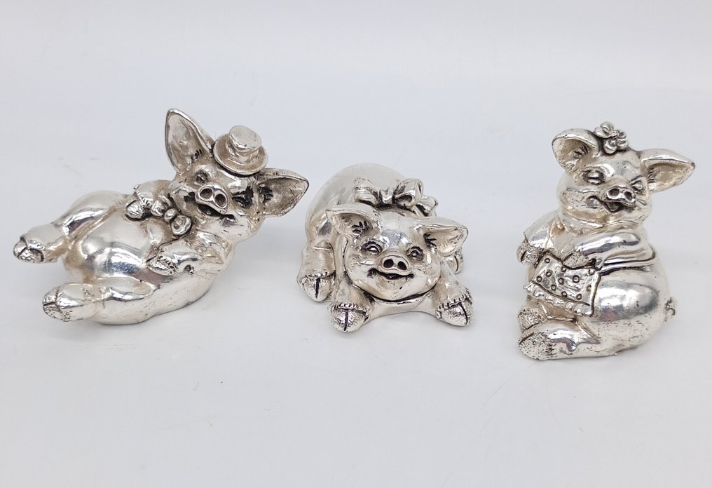 Marcello Giorgio - Figura in miniatura - 3 Porcellini  (3) - Argento #1.0