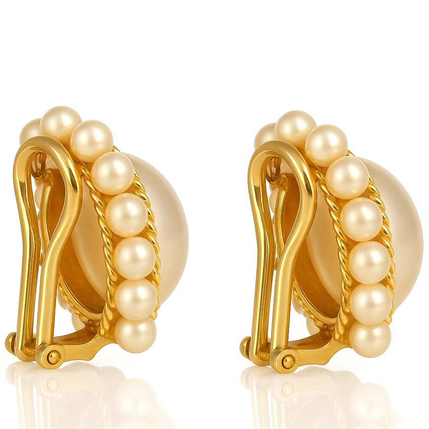 Σκουλαρίκια - 18 καράτια Κίτρινο χρυσό - Μαργαριτάρι #3.2