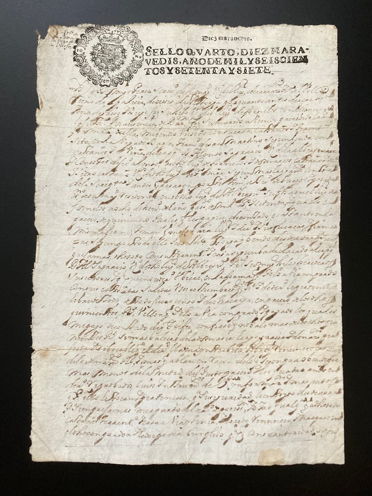 Manuscrito - Año 1677. Sello cuarto. Carlos II. Documento manuscrito - 1677 #3.2