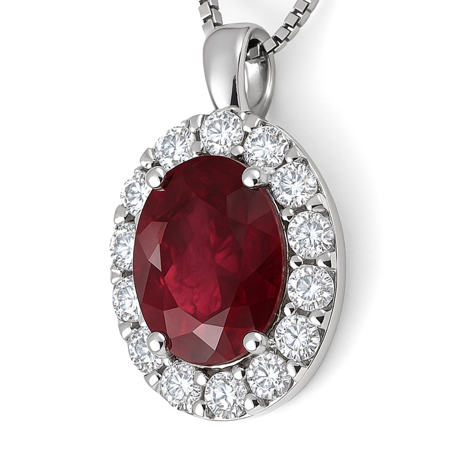 Κολιέ με μενταγιόν - 18 καράτια Λευκός χρυσός -  1.44ct. tw. Ρουμπίνι - Διαμάντι #2.1