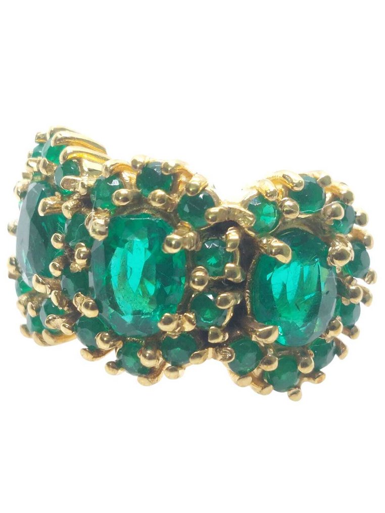 χωρίς τιμή ασφαλείας - Δαχτυλίδι - 9 kt. Ασημί, Κίτρινο χρυσό Σμαράγδι - Σμαράγδι #1.0