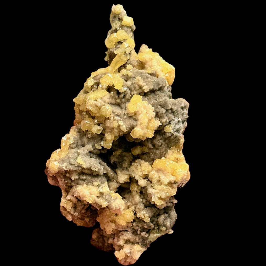 Fluorescent Aragonite with native sulfur, Machow mine - Height: 14 cm - Width: 7 cm- 260 g #4.3