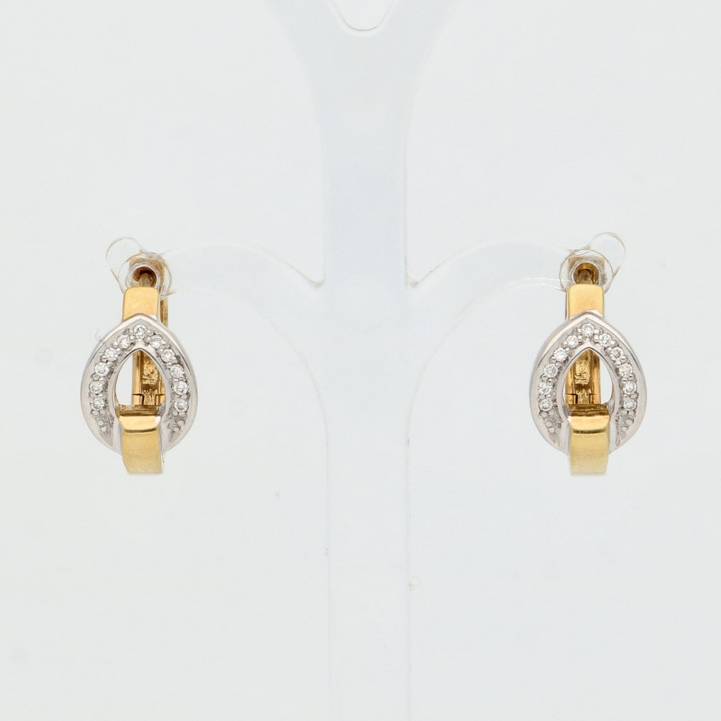 耳环 - 14K包金 黄金, 银 钻石 (天然)  #1.0