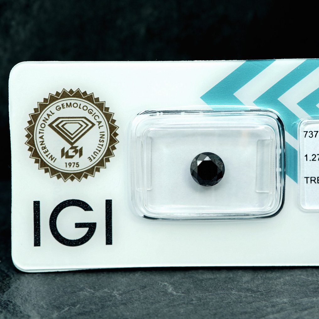 No reserve price - 1 pcs Diamond (Colour-treated) - 1.27 ct - Round - Not specified in lab report - International Gemological Institute (IGI) #4.3