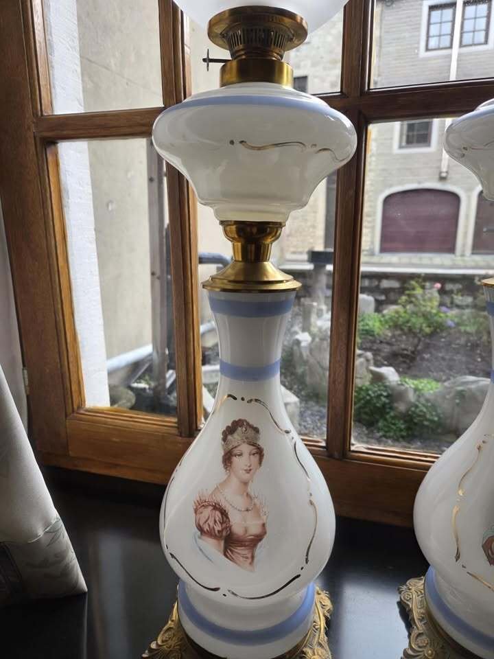 Second Empire Porcelain, Bronze Kerosene lamp - 80 cm  (No Reserve Price) #4.3