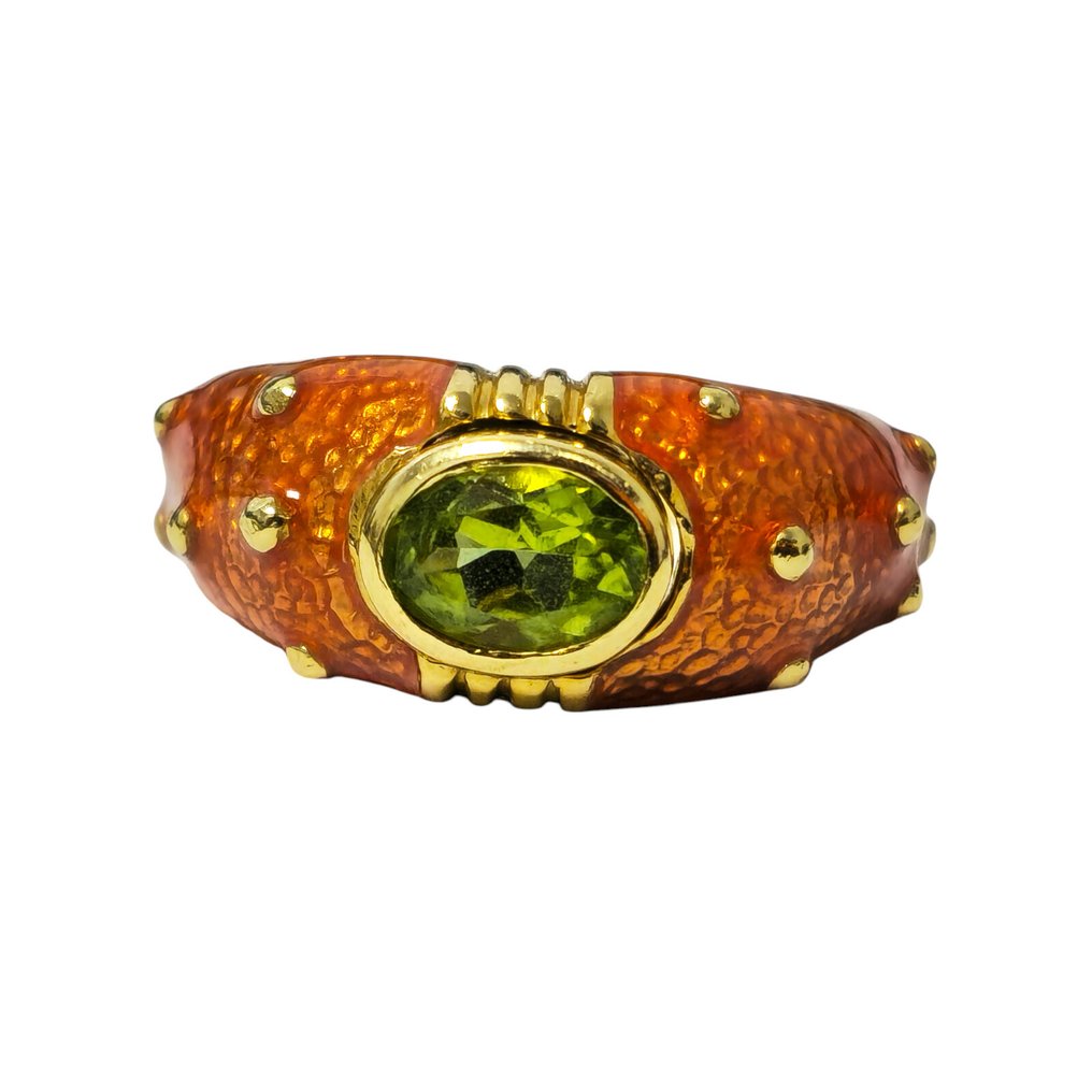Ingen reservasjonspris - Ring - 10 karat Gull - 1.22ct. tw. Peridot #4.3