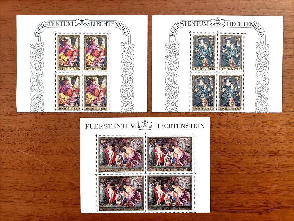 Liechtenstein 1968/1980 - Selection of 93 blocks of 4 in complete series with Segnatasse with border or corner of sheet MNH**. - No Reserve Price #2.1