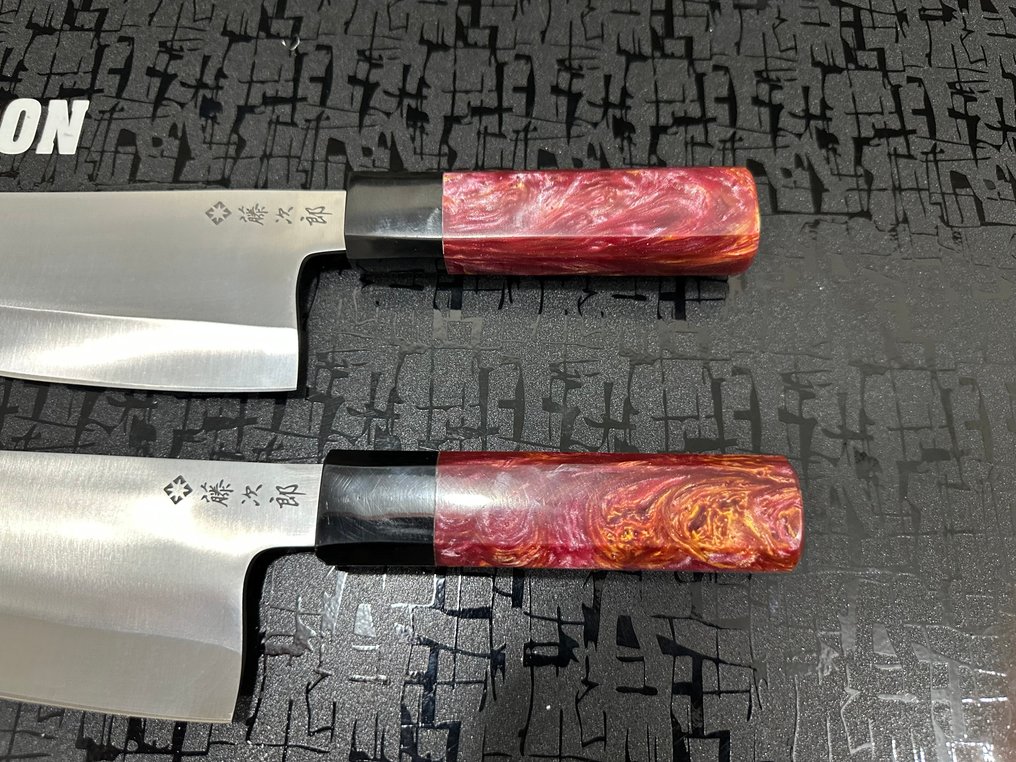 Cleaver - Μαχαίρι κουζίνας - Chef's knife - Χειροποίητο ειδικό μαχαίρι σε D2 ατσάλι, Ιαπωνικά σεφ μαχαίρια. - Εργονομική Ανάμεικτη Πολύχρωμη Ρητίνη Χειρολαβή - Ιαπωνία #2.1