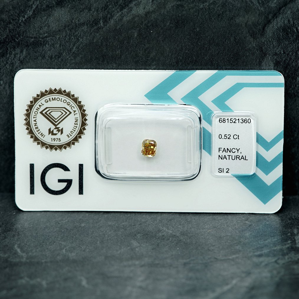 1 pcs Diamant (Couleur naturelle) - 0.52 ct - Coussin - Fancy Jaune - SI2 - International Gemological Institute (IGI) #3.2