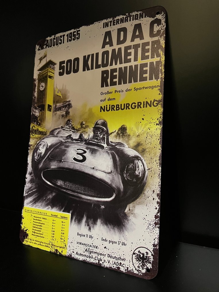 广告海报 500 公里纽博格林 1955 - 标志 - 铝 #2.1