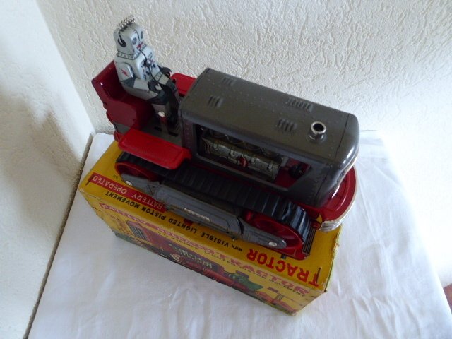 TN (Nomura) - Τσίγκινο παιχνίδι - Battery Operated Tractor With Robot, Boxed - 1950-1960 - Ιαπωνία #4.3