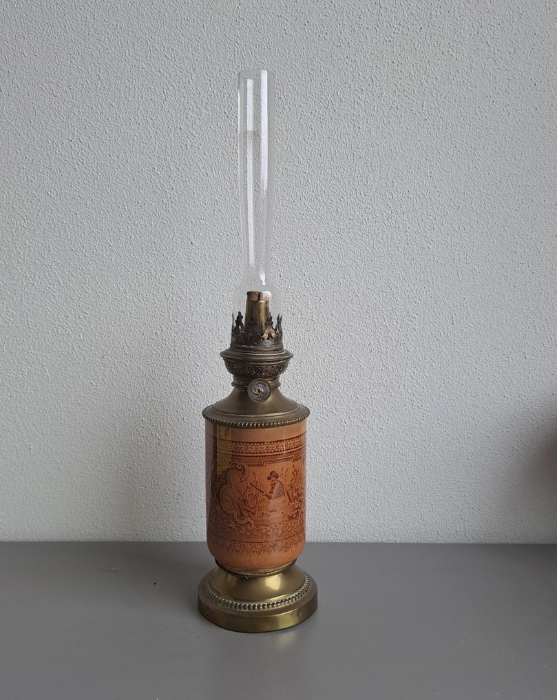 Kosmos Brenner - Olie lampe - Glas, Fajance - Petroleumlamp #1.0