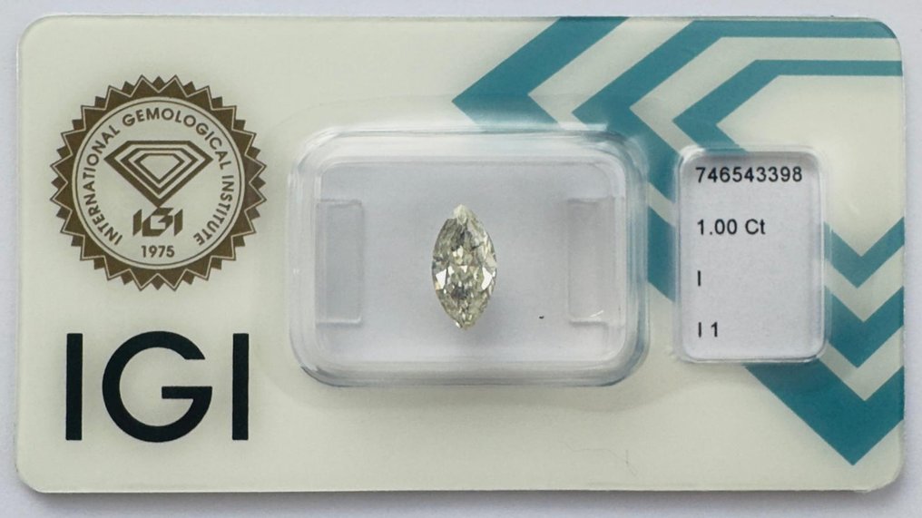 没有保留价 - 1 pcs 钻石  (天然)  - 1.00 ct - 榄尖形 - I - I1 内含一级 - 国际宝石研究院（IGI） - *VG VSL* #1.0