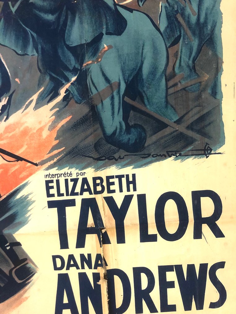 Roger Soubie - Elizabeth Taylor – La piste des éléphants– Affiche originale 1ère sortie - 1954 #1.0
