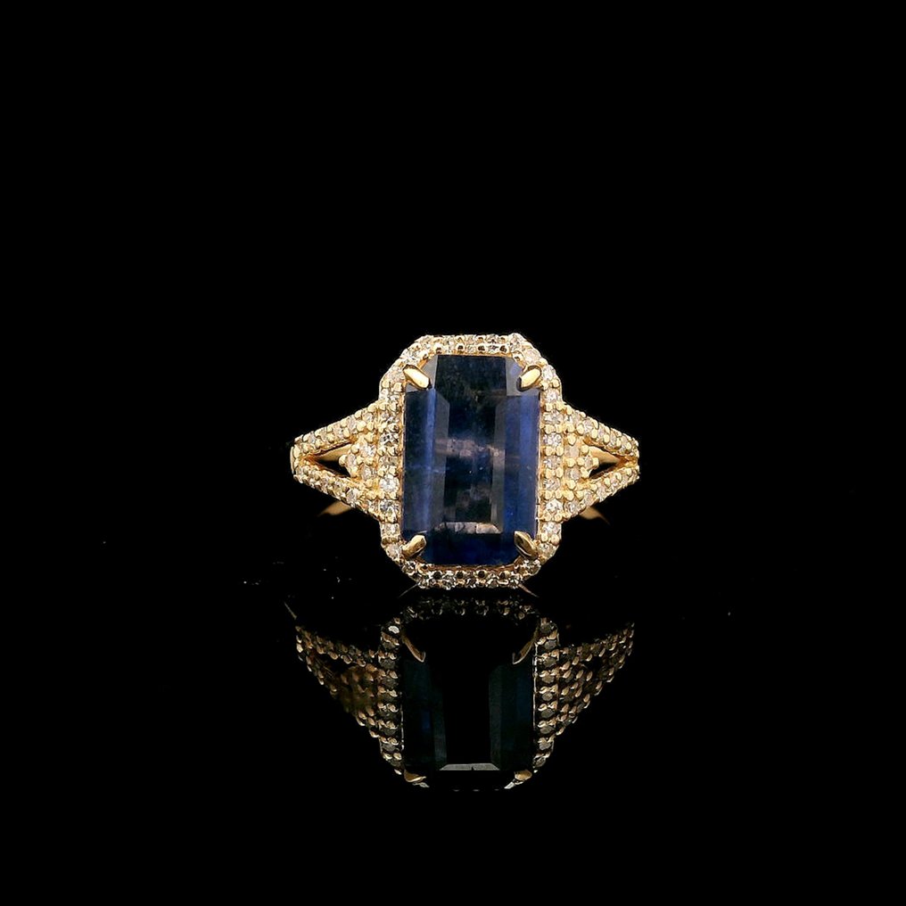 χωρίς τιμή ασφαλείας - Δαχτυλίδι - 14 καράτια Κίτρινο χρυσό - 2.29ct. tw. Ζαφείρι - Διαμάντι #4.3