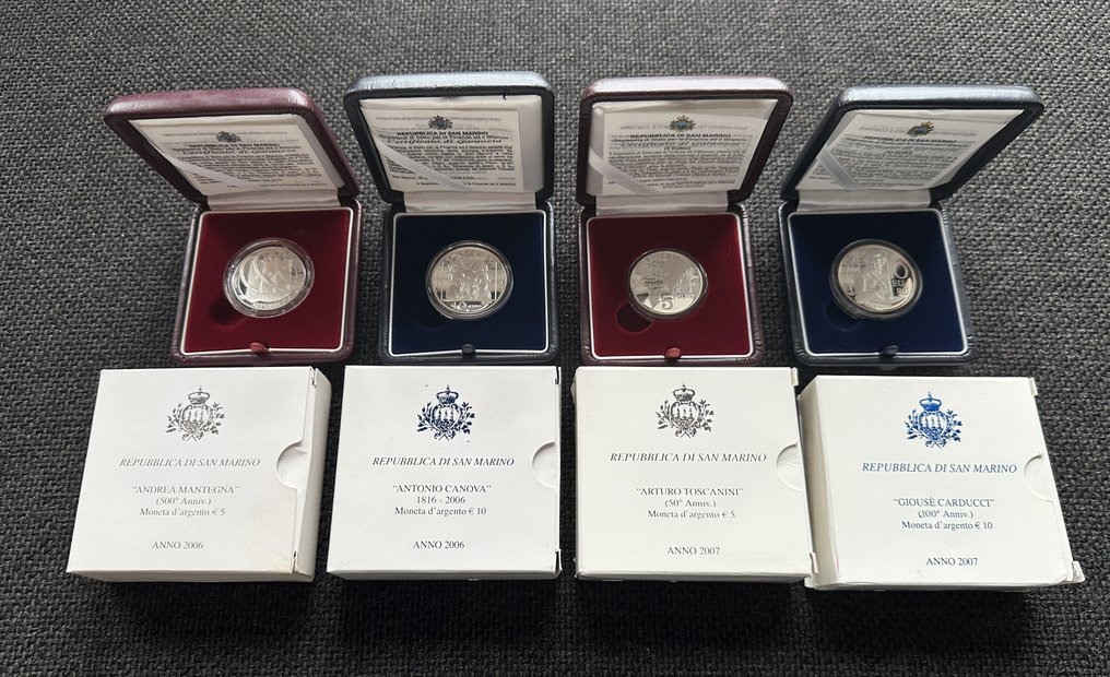 Σαν Μαρίνο. 5 Euro / 10 Euro 2006/2007 (4 stuks) Proof  (χωρίς τιμή ασφαλείας) #1.0