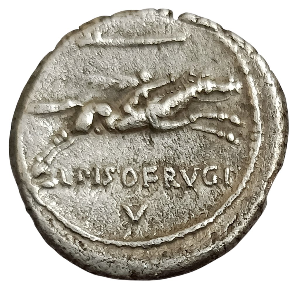 Ρωμαϊκή Δημοκρατία. L. Calpurnius Piso Frugi, 90 BC. Denarius (χωρίς τιμή ασφαλείας) #1.0