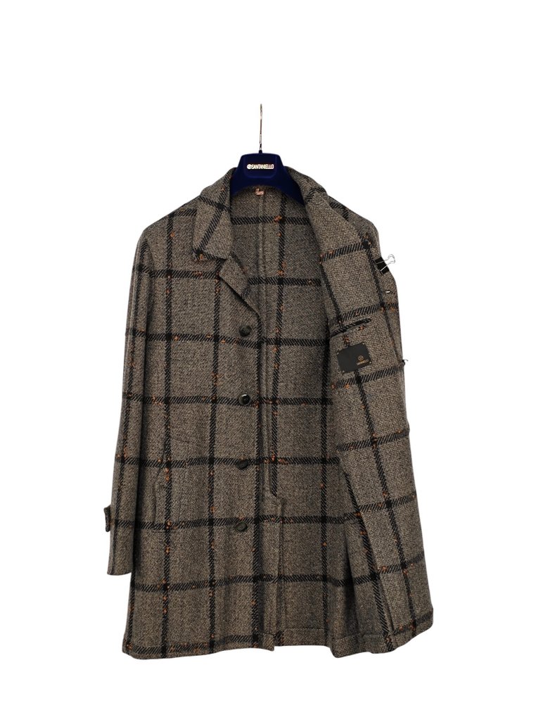 SANTANIELLO RRP 650€ Wool-Blend Coat – Grey Check Pattern – Italian Tailoring – 48 IT - Takki - Uudet lapulliset #3.2