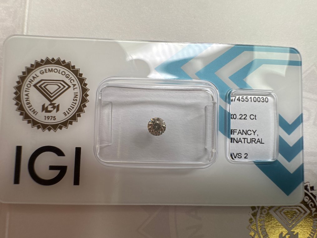 χωρίς τιμή ασφαλείας - 1 pcs Διαμάντι  (Φυσικού χρώματος)  - 0.22 ct - Στρογγυλό - Fancy light Γκριζωπό, Καφέ - VS2 - International Gemological Institute (IGI) #1.0
