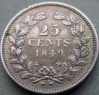 Netherlands. Willem II. 25 Cents 1849  (No Reserve Price) #1.0