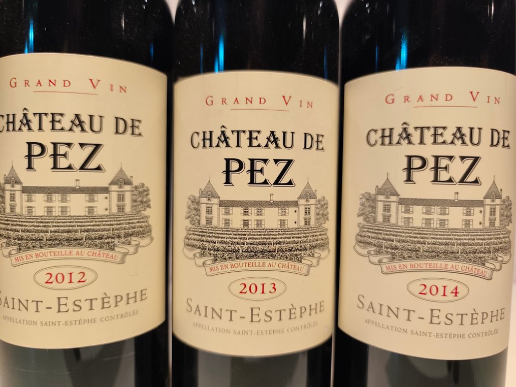 2012 , 2013 & 2014 Château de Pez - Saint-Estèphe - 3 Flasker (0,75 L) #1.0