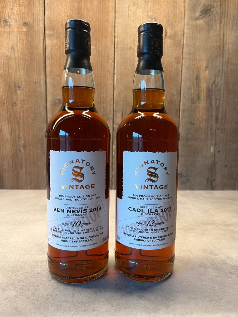 Caol Ila, Ben Nevis 100 Proof Edition #65 - Signatory Vintage  - b. 2010s - 70cl - 2 bottles #1.0