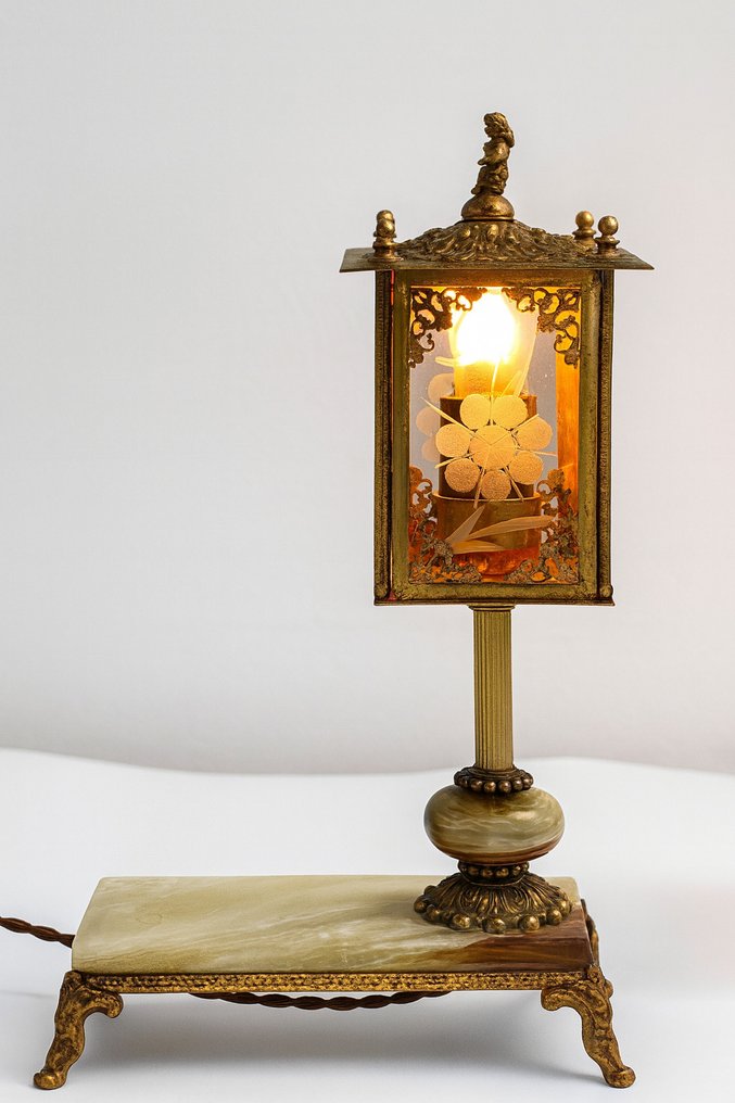 檯燈 - 縞瑪瑙, 玻璃, 金屬 - 新艺术运动 #1.0