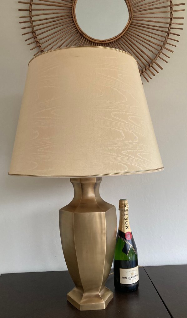 Lampada da tavolo - Lampada estremamente grande ed elegante - Ottone, Tessuto #4.3