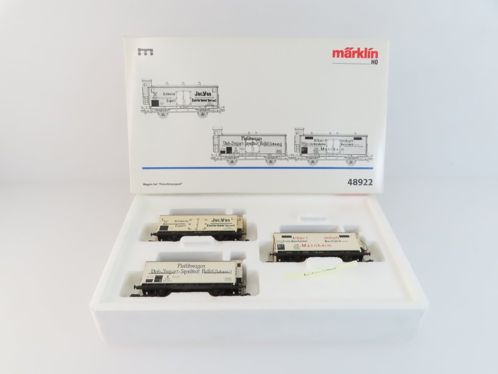 Märklin H0轨 - 48922 - 模型火车货车组 (1) - 3件套货车组“Fleisch-transport”配备2轴封闭式货车 - NS, Baden #4.3
