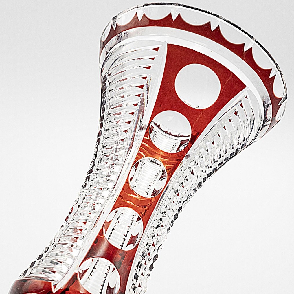 Haida Art Deco Ruby Red Crystal Glass Vase 1910 - Vase - Crystal #2.1