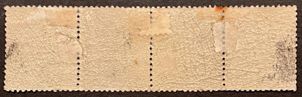 比利时 1863 - Getande medaillon - 1c Groen - Tanding 141/2 x 14 1/2 - in STRIP van 4 - OBP/COB 13B #1.0