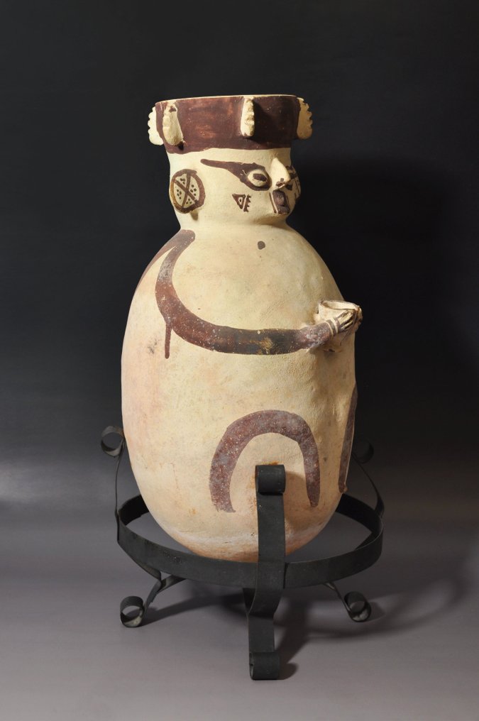 Precolumbian - Chancay Culture Pottery Anthropomorphic urn with TL test and German Export License - 46.4 cm #1.0
