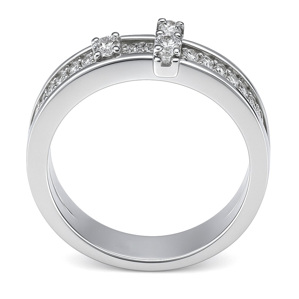 戒指 - 18 克拉 白金 - 0.16ct. tw. 鉆石 (天然) #2.1