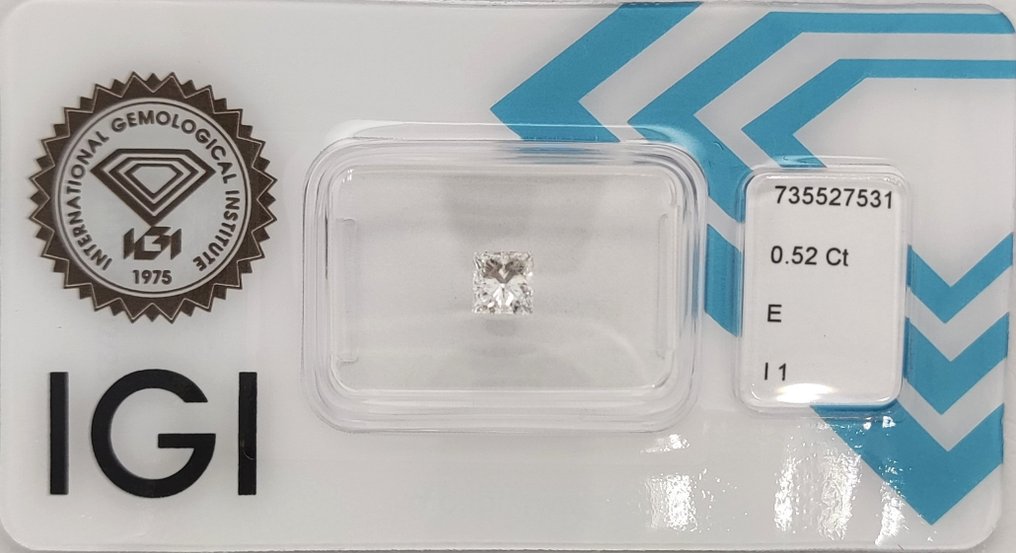 χωρίς τιμή ασφαλείας - 1 pcs Διαμάντι  (Φυσικό)  - 0.52 ct - E - I1 - International Gemological Institute (IGI) #1.0