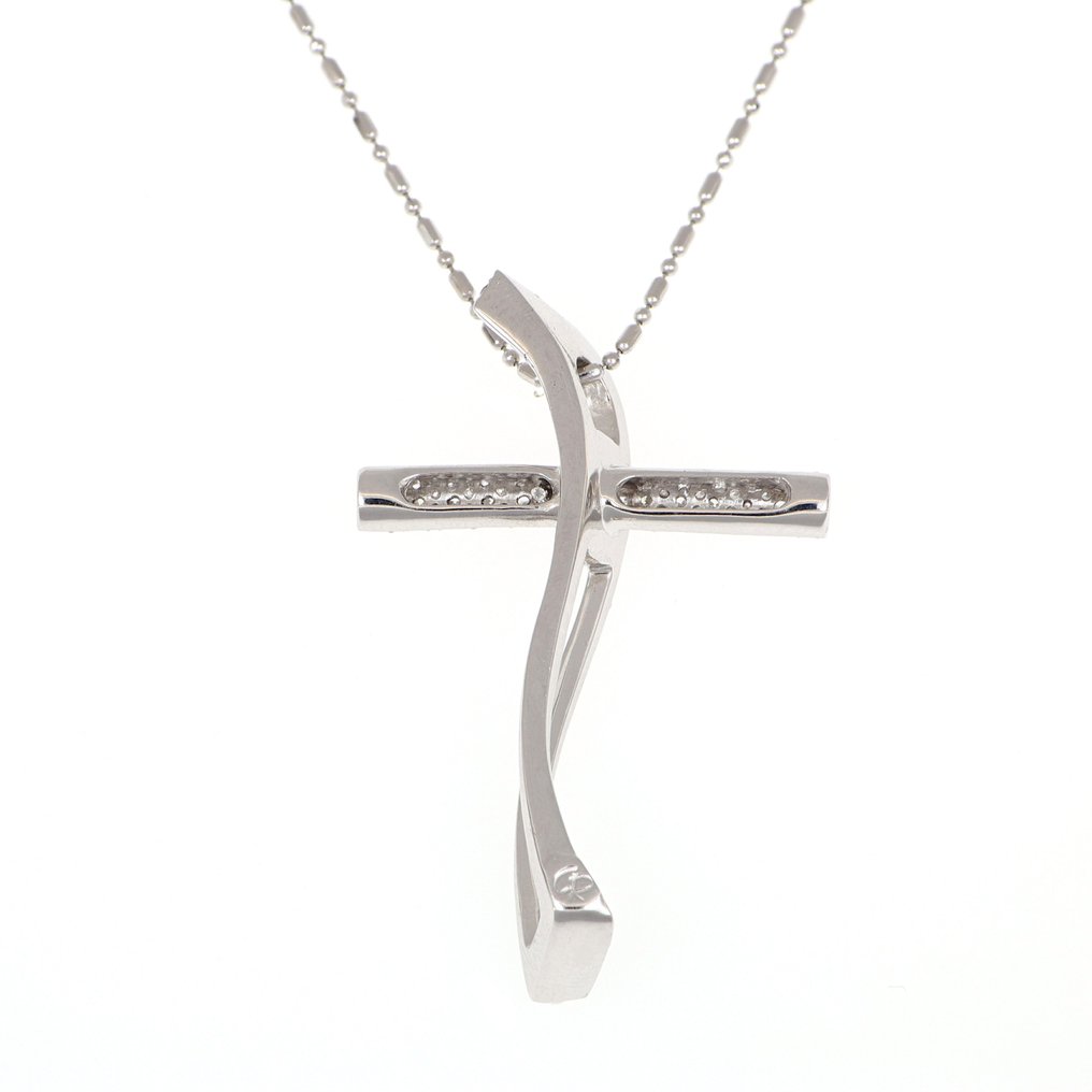 Zonder Minimumprijs - Ketting met hanger - 18 karaat Witgoud Diamant (Natuurlijk) #4.3