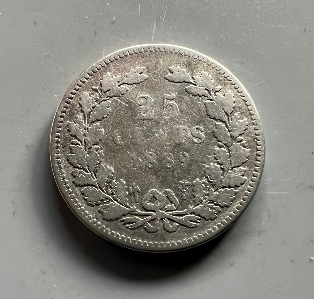 Netherlands. Willem III. 25 cent 1889, schaars (No Reserve Price) #1.0