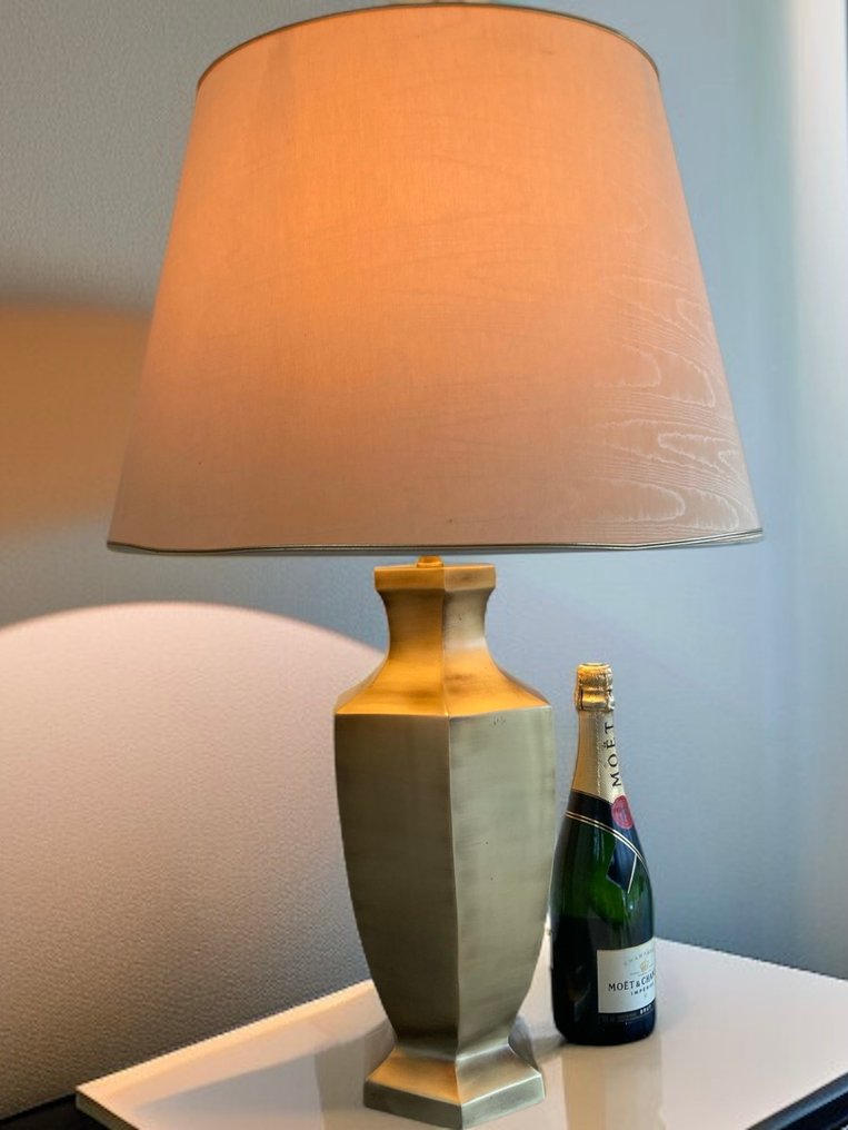 Lampada da tavolo - Lampada estremamente grande ed elegante - Ottone, Tessuto #3.2