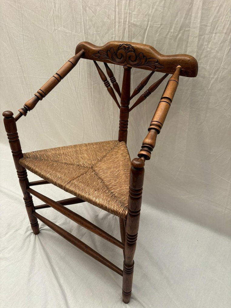 椅 - 法式卷线角落椅，带柳条装饰 - 木, 藤 #2.1