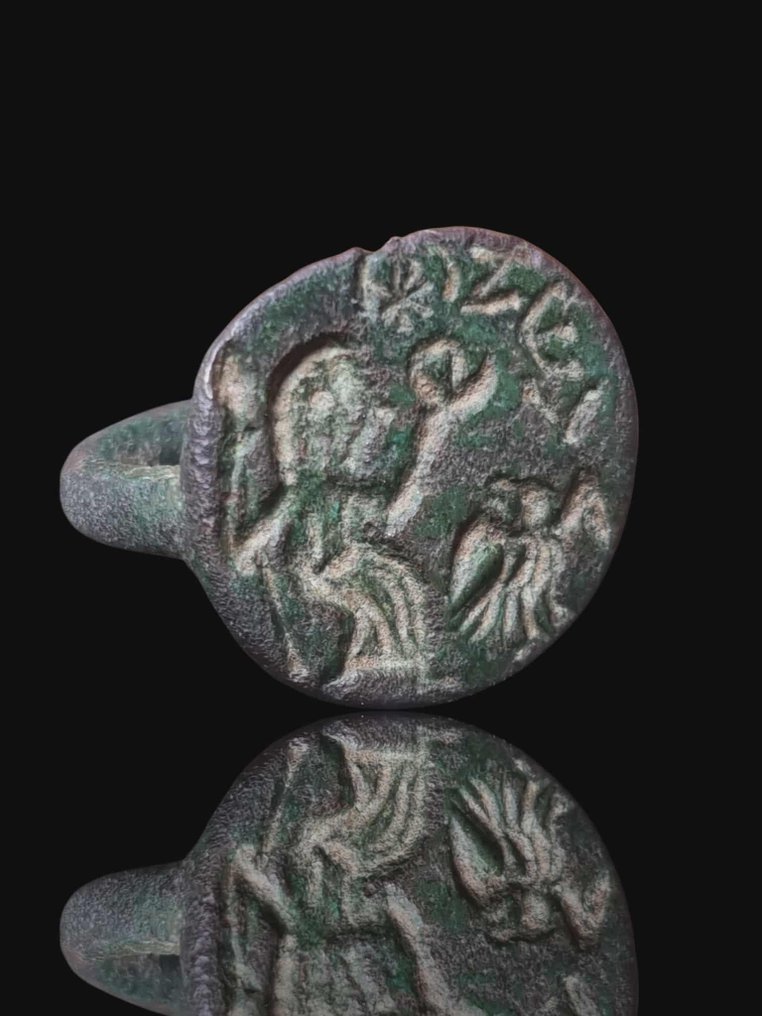 Late Roman Early Byzantine Stunning & Rare Scene Seal Ring #2.1