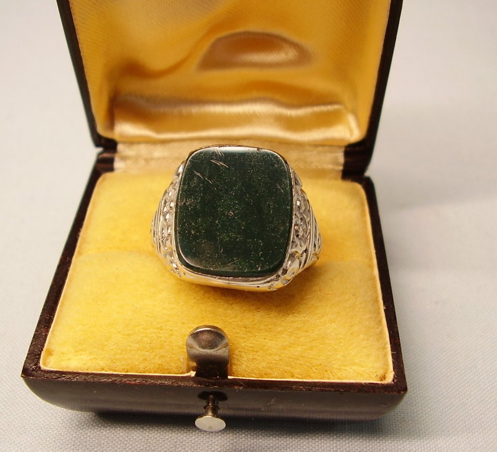 沒有保留價 - 戒指 銀 - 14.00ct. tw. - Heliotrop-Herrenring 1920 #1.0