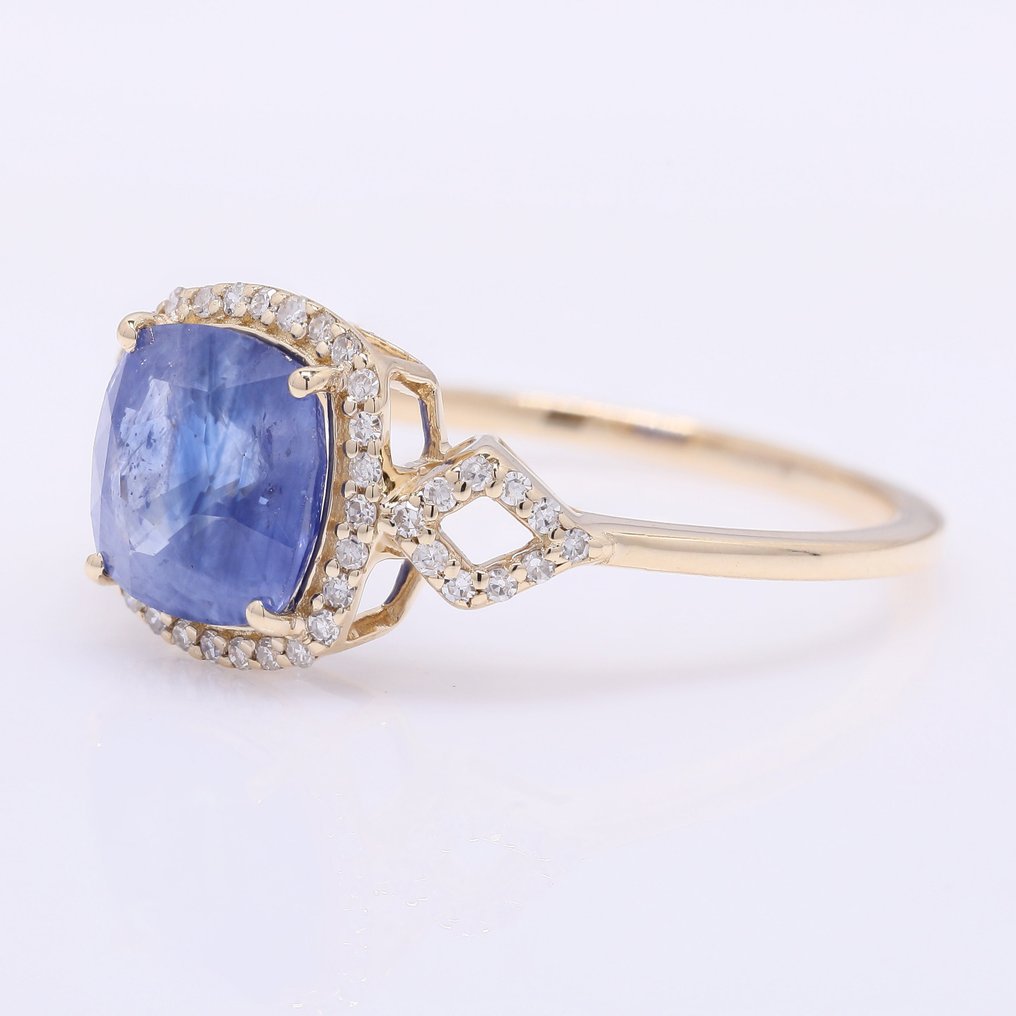 No reserve price - Ring - 14 kt. Yellow gold - 2.57ct. tw. Sapphire - Diamond #2.1