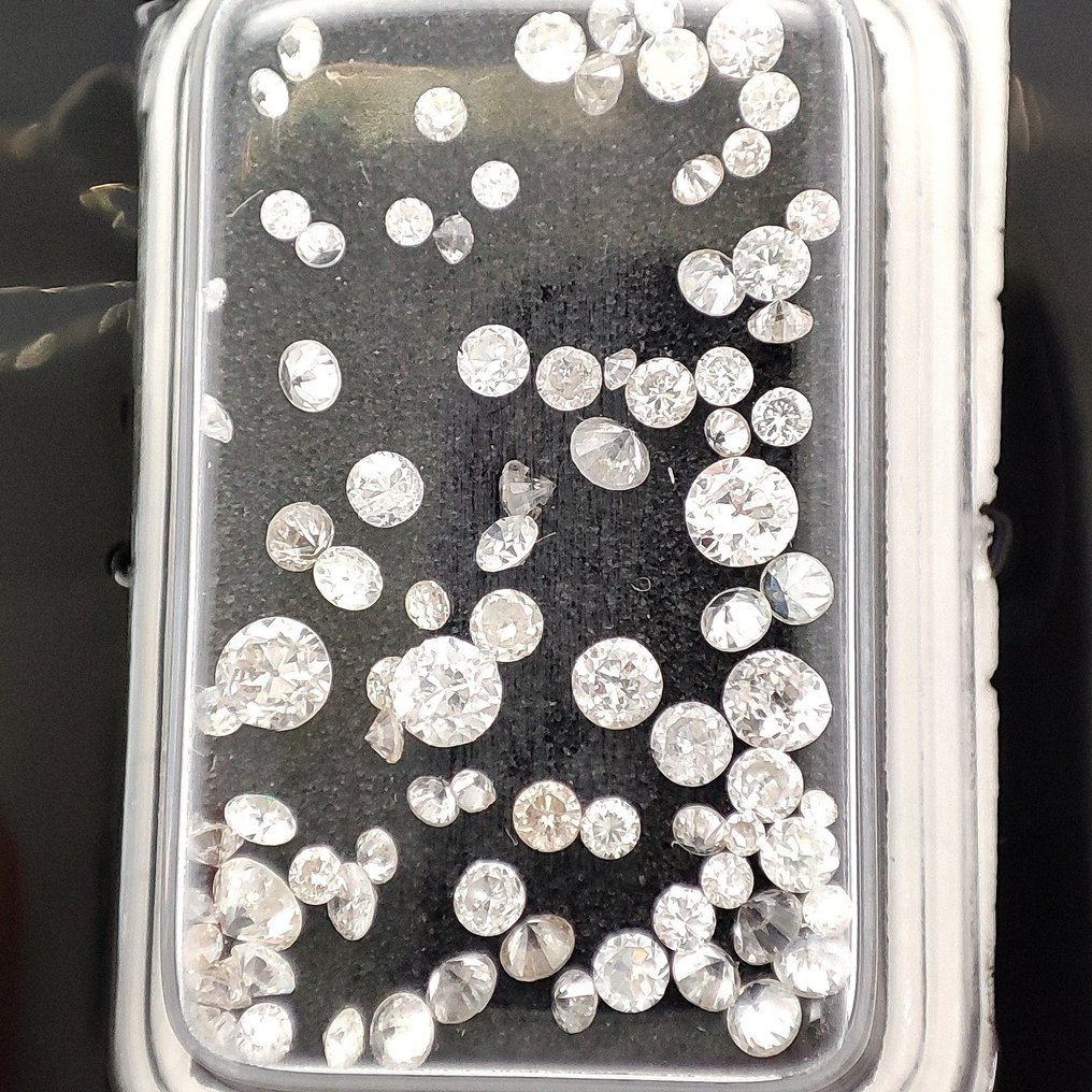 没有保留价 - 131 pcs 钻石  (天然)  - 1.25 ct - 圆形 - F, K - VS1 轻微内含一级, SI1 微内含一级 - 以色列宝石中心（G.C.I.） - 单次切割 #1.0