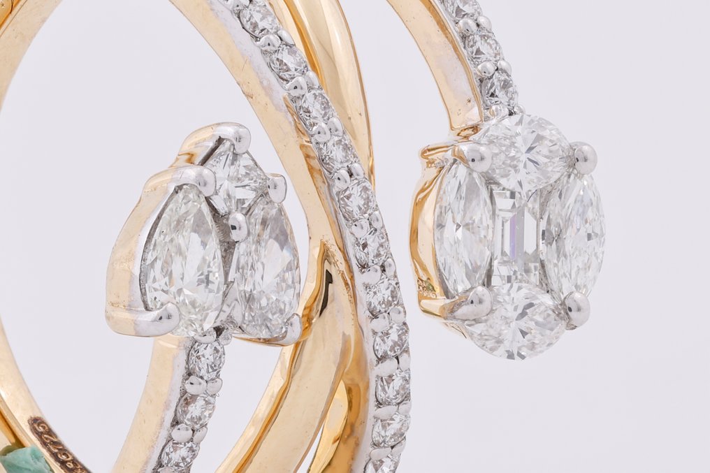 戒指 - 18K包金 黄金, 镀铑 - 0.93ct. tw. 钻石 (天然) #2.1