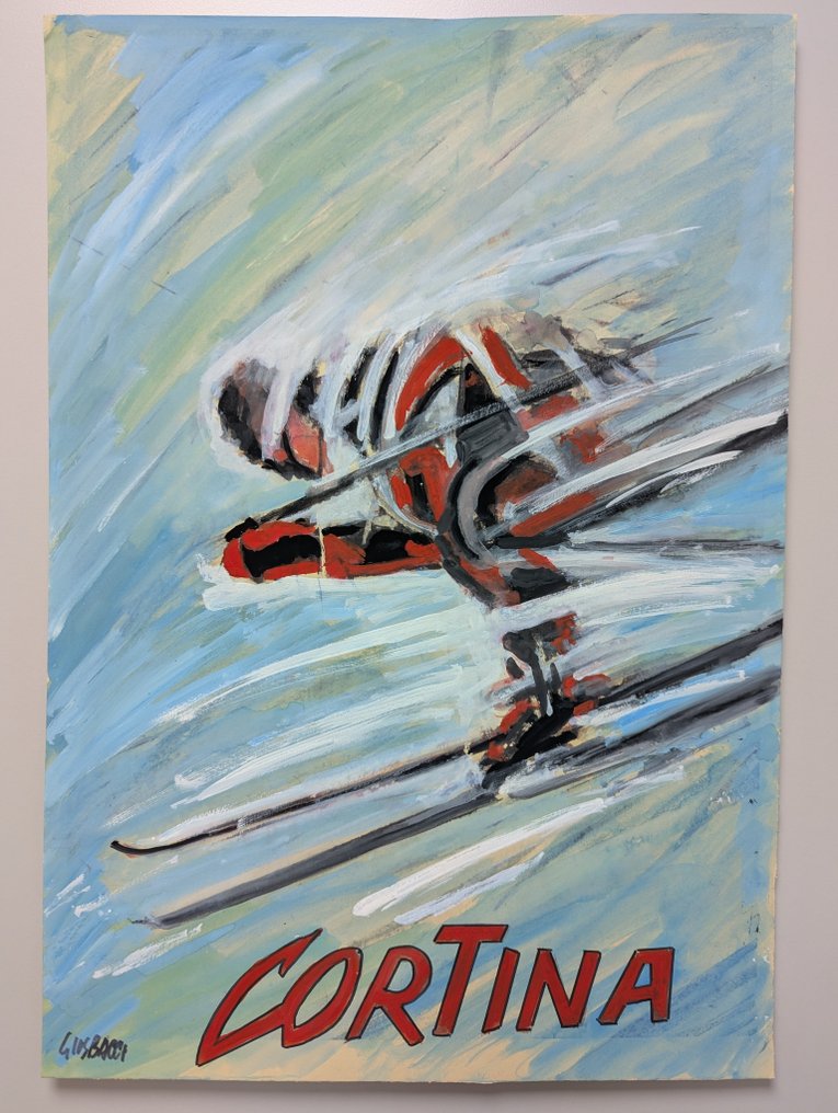 Giuseppe Bacci (1921-2018) - Sciatore futurista - Olimpiadi Dolomiti Cortina 1956 #1.0
