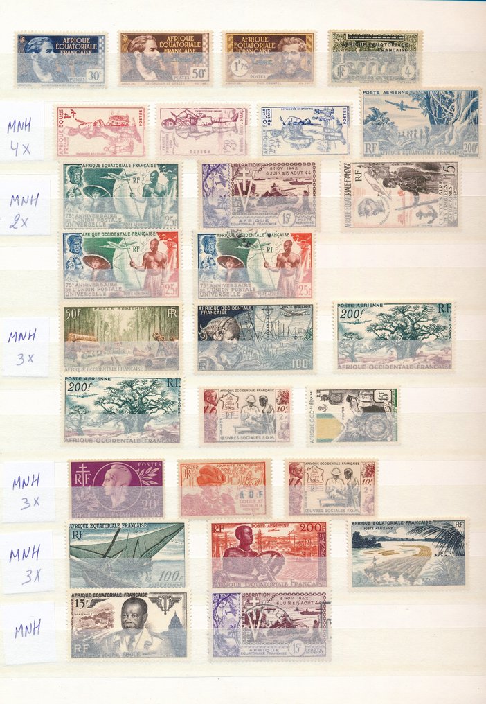 法国殖民地  - 有趣的收藏，包含更好的邮票 - Maury #1.0