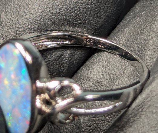 χωρίς τιμή ασφαλείας - Δαχτυλίδι Ασημί - 1.80ct. tw. Οπάλιο - Doublet Lightning Ridge Australia #2.1