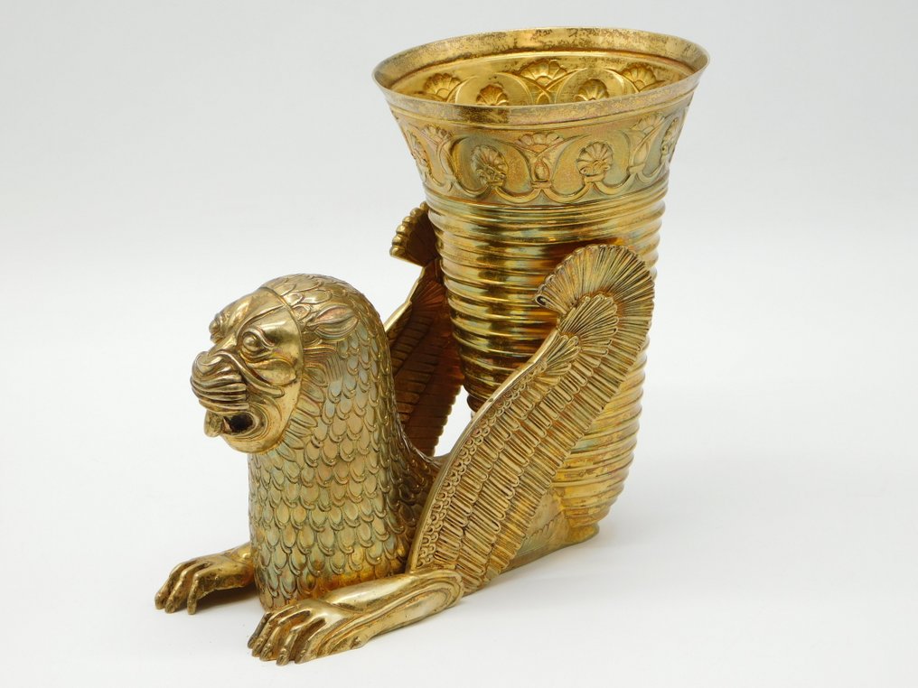 Vallé Mario - Statuetta in miniatura - Leone alato persiano - .800 argento #1.0