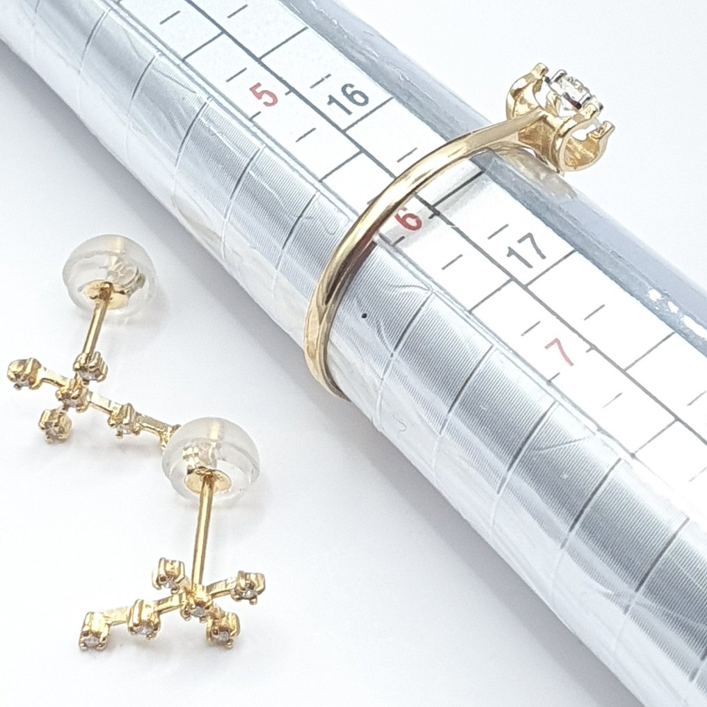 沒有保留價 - 兩件珠寶套裝 - 18 克拉 黃金 - 0.20ct. tw. 鉆石 (天然) #4.3