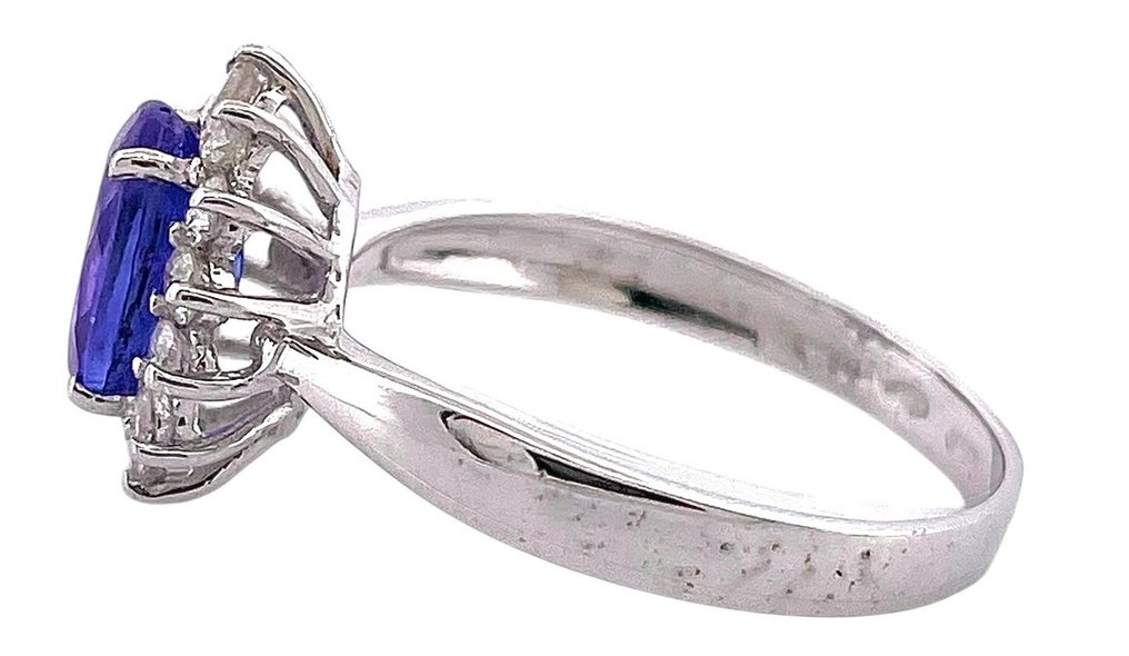 Nincs minimálár - Gyűrű - 18 kt. Fehér arany Tanzanit - Gyémánt #4.3